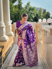 Purple Banarasi saree