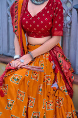 Luxury Combination Of Yellow & Red Lehenga Choli – Perfect Festive Wear