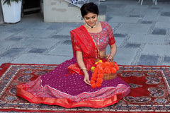 Stunning Maroon Lehenga Choli Set in Dola Silk with Gotta Patti Dupatta