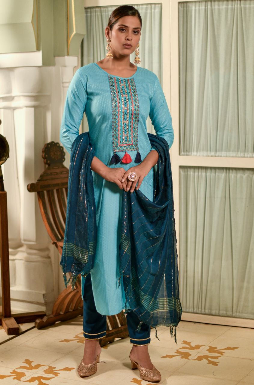 blue kurti for women