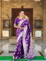 Luxurious Purple Banarasi Saree | Timeless Tradition & Festive Charm