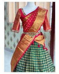 red and green lehenga