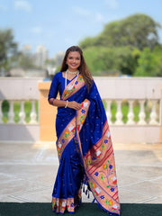 Luxurious Royal Blue Silk Saree – Handwoven Elegance