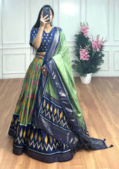 Traditional Blue Lehenga with Blue Border – Dola Silk Beauty