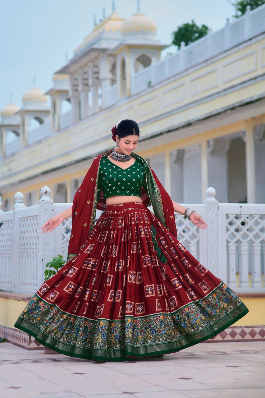 red lehenga