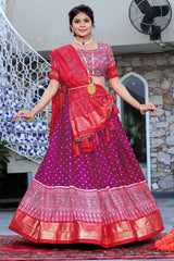 Stunning Maroon Lehenga Choli Set in Dola Silk with Gotta Patti Dupatta