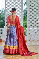 Tussar Silk Sky Blue Lehenga – Grand Minakari Design & Foil Print