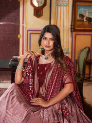 Patola Print Maroon Lehenga – Exquisite Festive Look