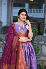 Premium Purple Lehenga Set with Zari Weaving & Micro Cotton Inner