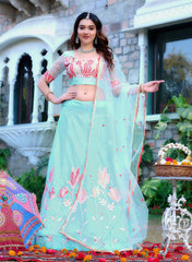 sky blue lehenga