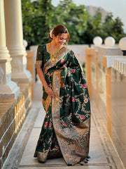 Elegant Green Silk Saree | Perfect Banarasi Silk