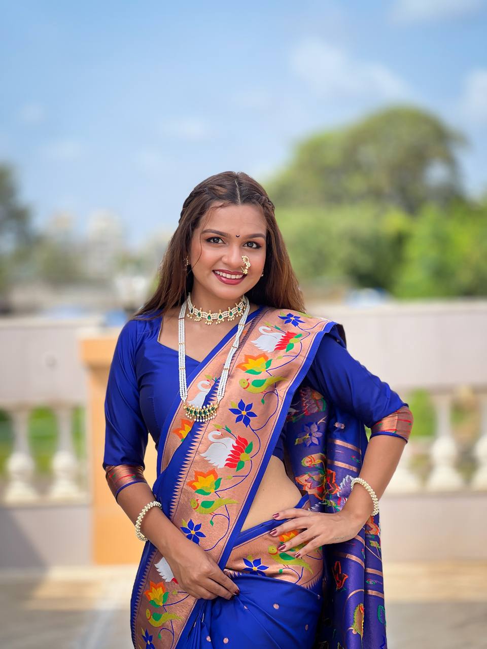 royal blue silk saree