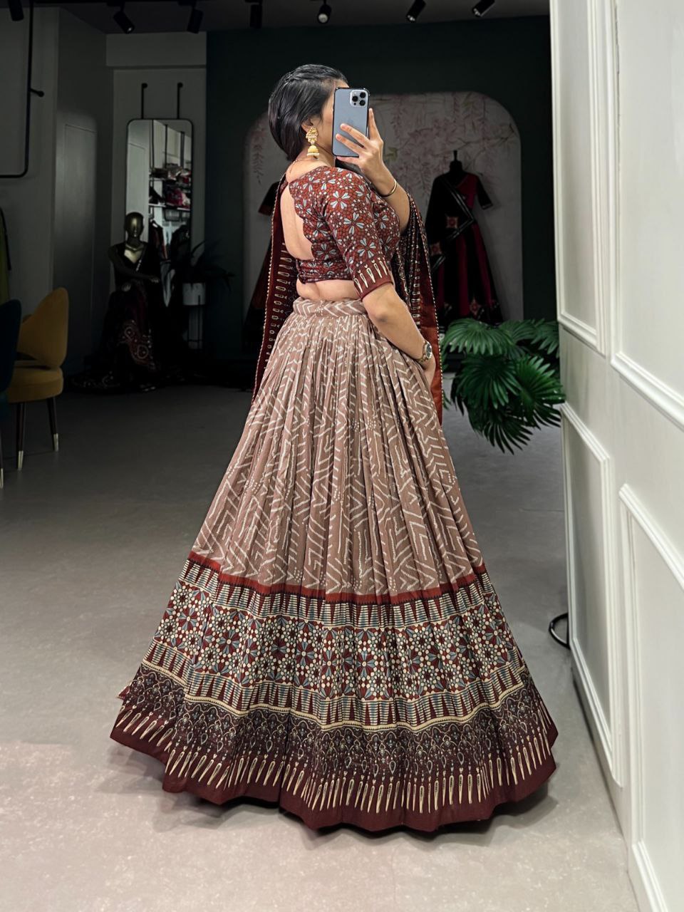 Timeless Elegance in Tussar Silk Lehenga | Patola Print with Exquisite Foil Work Lehenga Choli