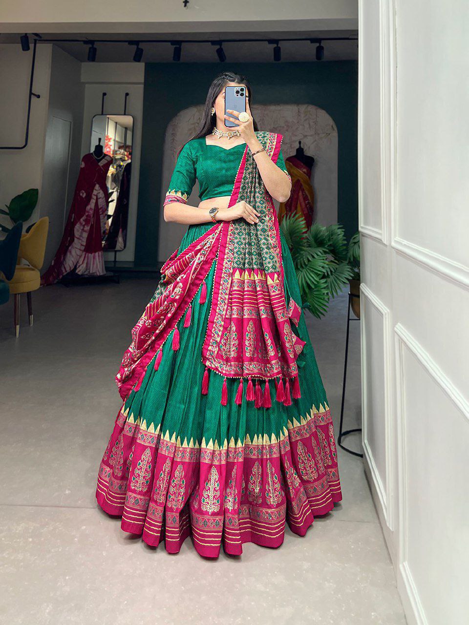 green lehenga