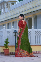 Green Tussar Silk Lehenga – Exquisite Print & Foil Work