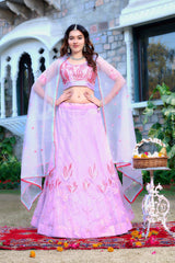 Designer Soft Net Lavender Lehenga Choli with Sequins Work – Perfect for Weddings