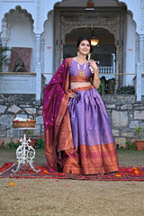 Premium Purple Lehenga Set with Zari Weaving & Micro Cotton Inner