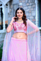 Designer Soft Net Lavender Lehenga Choli with Sequins Work – Perfect for Weddings