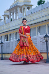 Luxury Combination Of Yellow & Red Lehenga Choli – Perfect Festive Wear