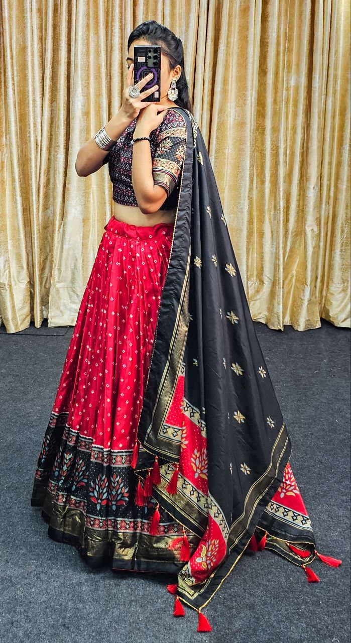 red lehenga
