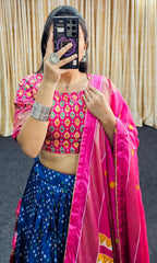 Royal Blue Lehenga with Stunning Pink Blouse – Traditional Meets Trendy